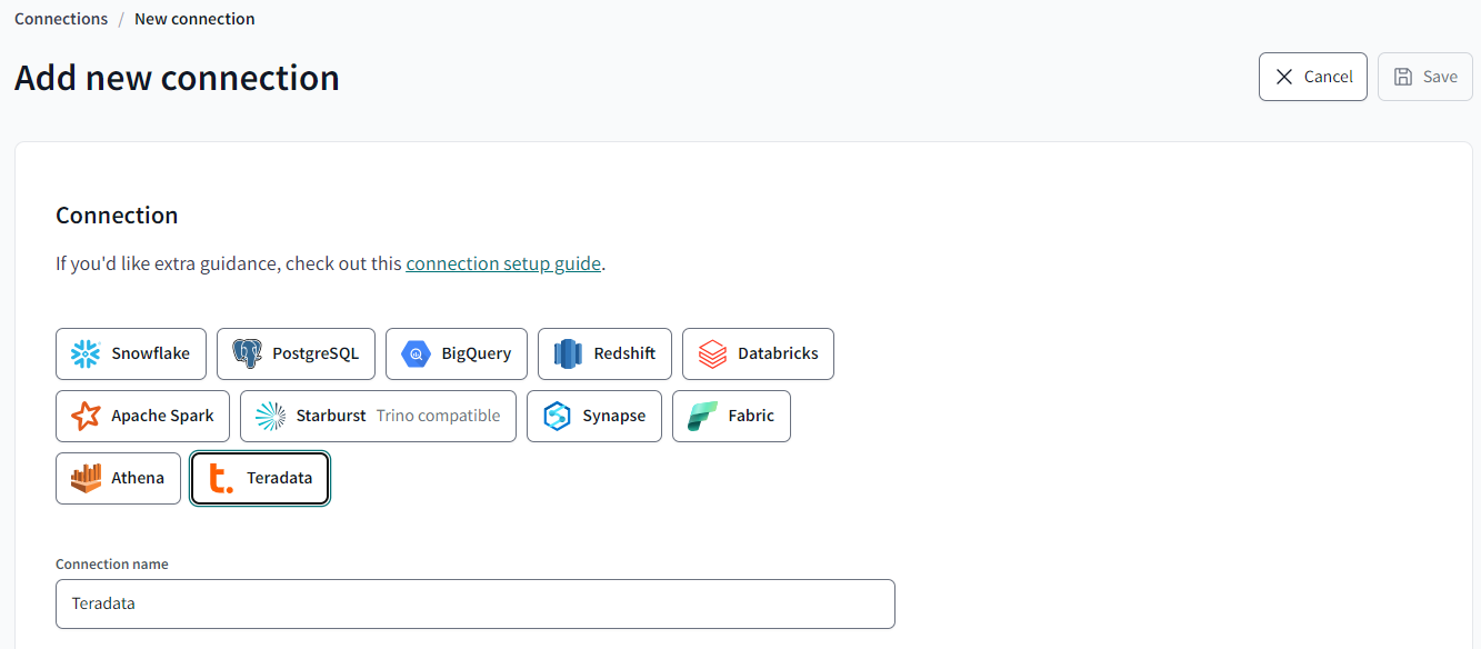dbt - Choose Teradata Connection